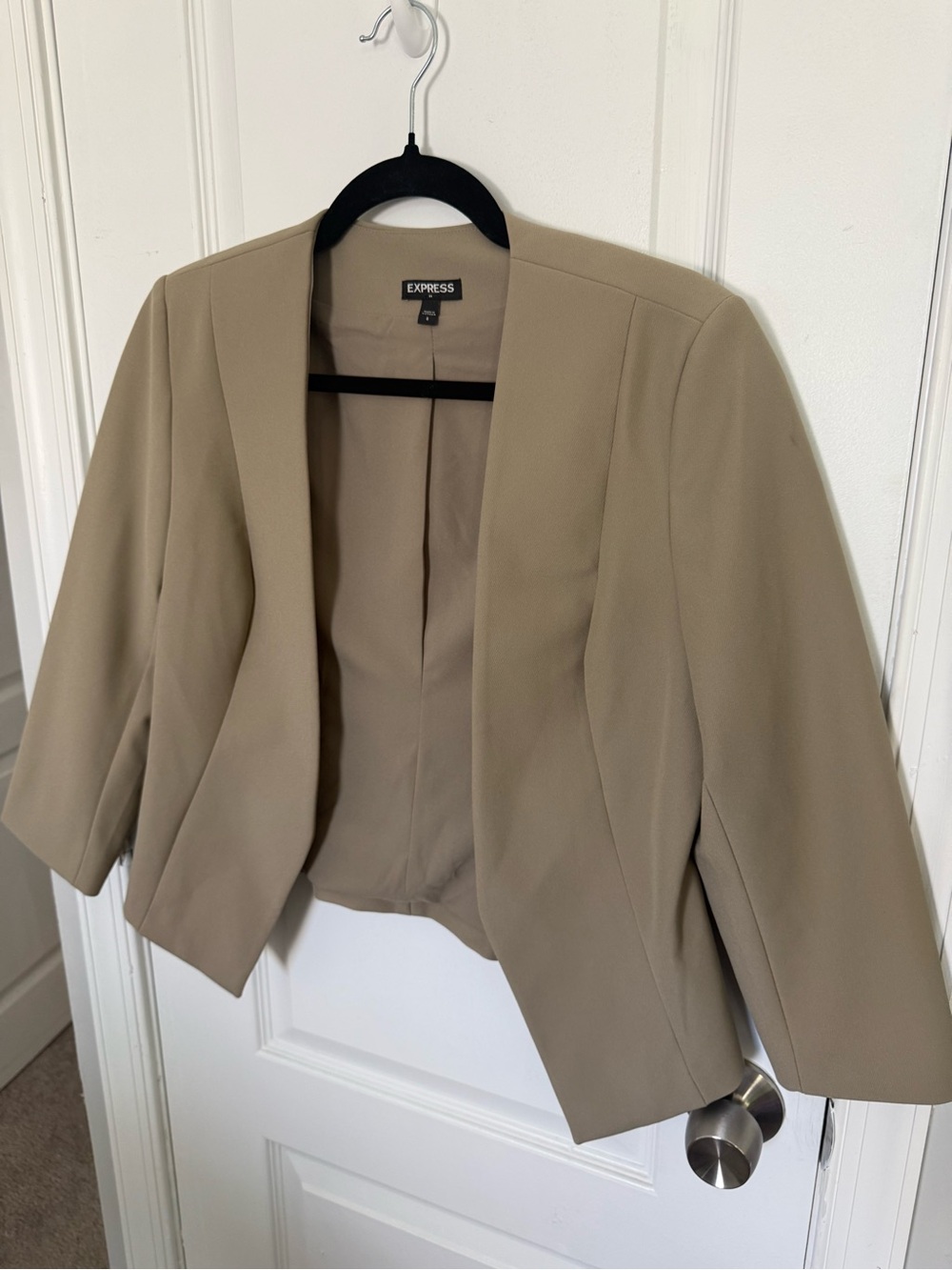 Express Open-Front Blazer in Taupe - Picture 2 of 7